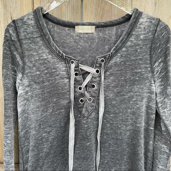 Altar’d State Dress gray tie front pockets small boho distressed - Picture 3 of 8